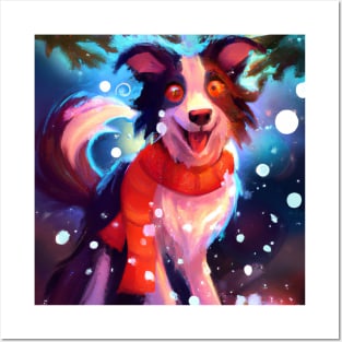 Cute Border Collie Drawing Posters and Art